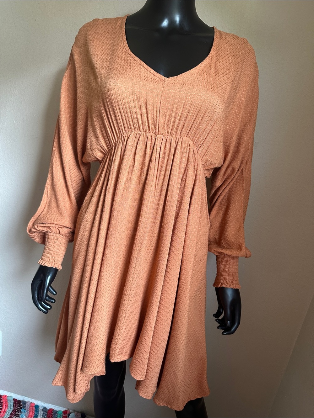 1.4.3. Story by Line Up Gathered Empire-Waist Long Sleeve Mini Dress
